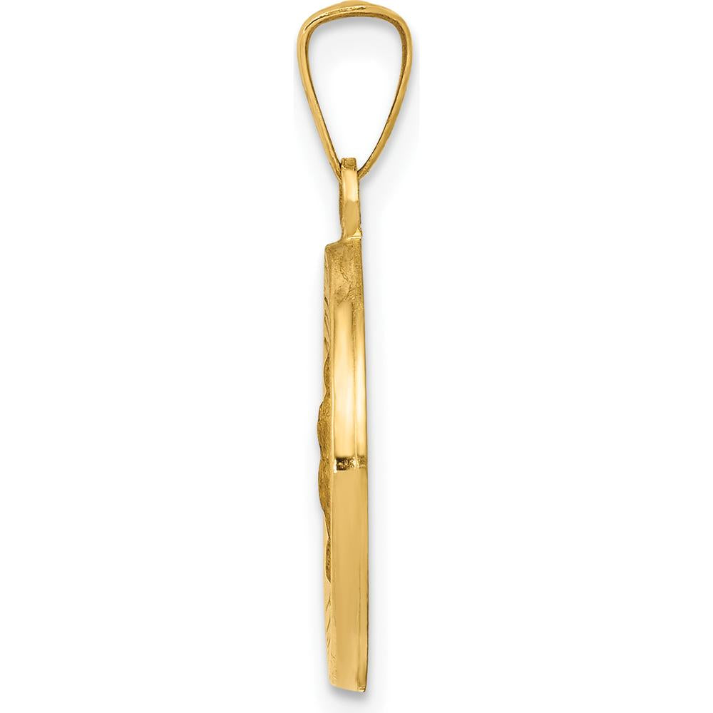 14K Yellow Gold Our Lady of Guadalupe Medal Pendant with Satin Finish - 23mm Length by Oro Pregiato