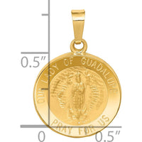 14K Yellow Gold Our Lady of Guadalupe Medal Pendant with Satin Finish - 23mm Length by Oro Pregiato