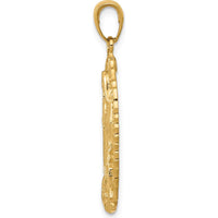14K Yellow Gold Our Lady of Guadalupe Pendant - Polished and Satin Finish - 33.4mm Length by Oro Pregiato