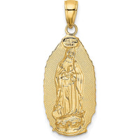 14K Yellow Gold Our Lady of Guadalupe Pendant - Polished and Satin Finish - 33.4mm Length by Oro Pregiato