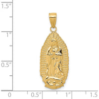 14K Yellow Gold Our Lady of Guadalupe Pendant - Polished and Satin Finish - 33.4mm Length by Oro Pregiato