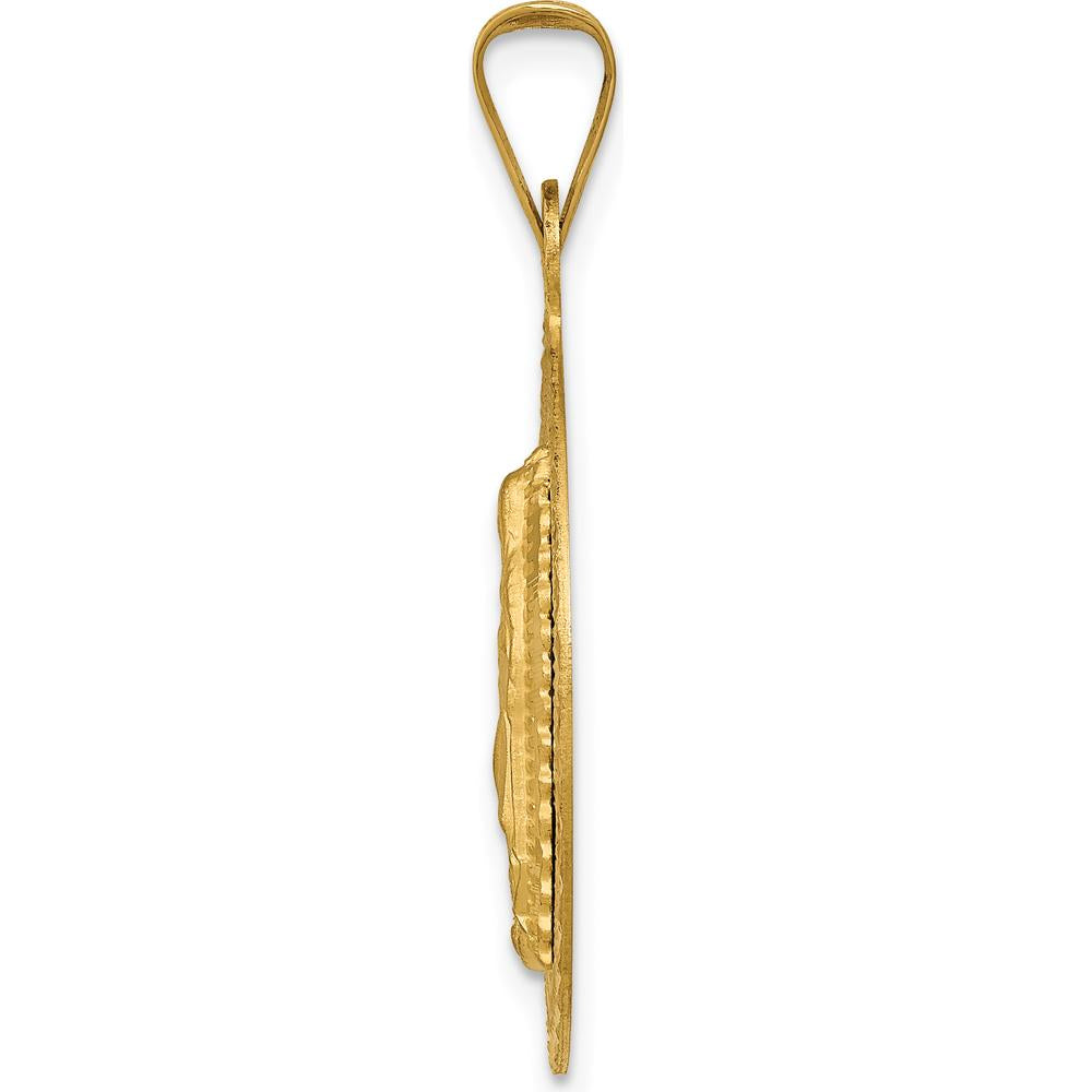 14K Yellow Gold Our Lady of Guadalupe Pendant with Diamond-Cut and Rose Rhodium Accents by Oro Pregiato