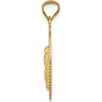 14K Yellow Gold Our Lady of Guadalupe Pendant with Rose and White Rhodium Accents - Diamond-cut Texture by Oro Pregiato