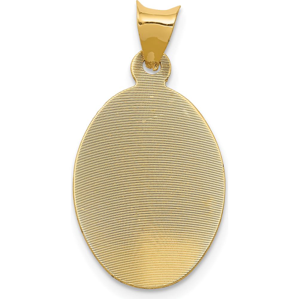 14K Yellow Gold Our Lady of Guadalupe Pendant with Rose and White Rhodium Accents - Diamond-cut Texture by Oro Pregiato