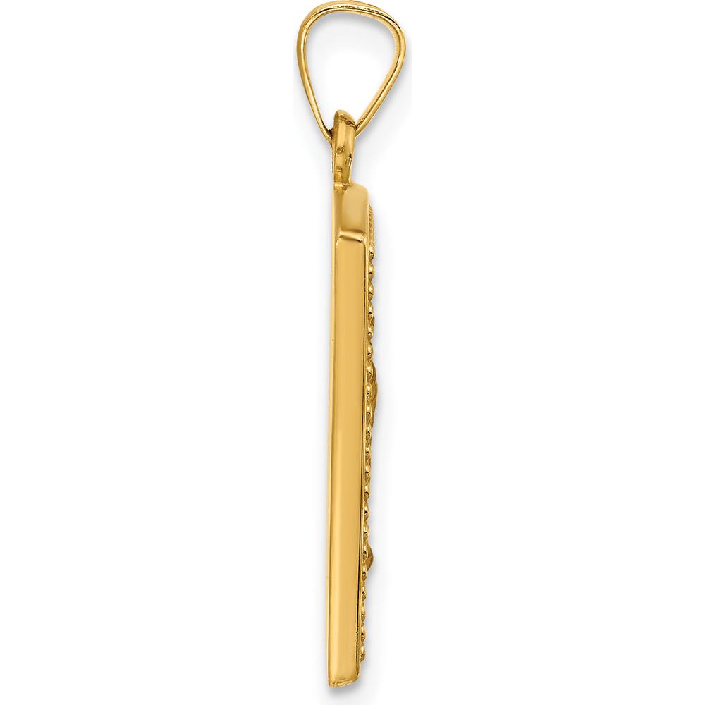 14K Yellow Gold Our Lady of Guadalupe Rectangular Pendant with Satin and Polished Finish by Oro Pregiato