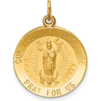 14K Yellow Gold Our Lady of Guadalupe Round Pendant - Polished and Satin Finish by Oro Pregiato