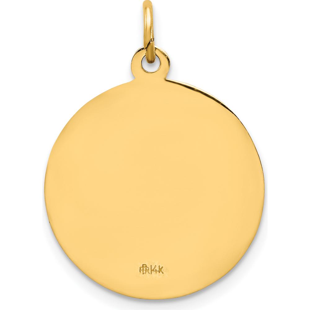 14K Yellow Gold Our Lady of Guadalupe Round Pendant - Polished and Satin Finish by Oro Pregiato