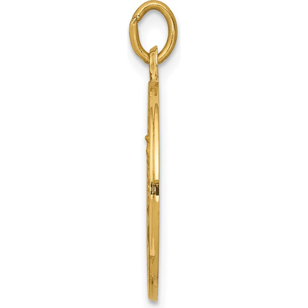 14K Yellow Gold Our Lady of Mount Carmel Medal Round Charm by Oro Pregiato