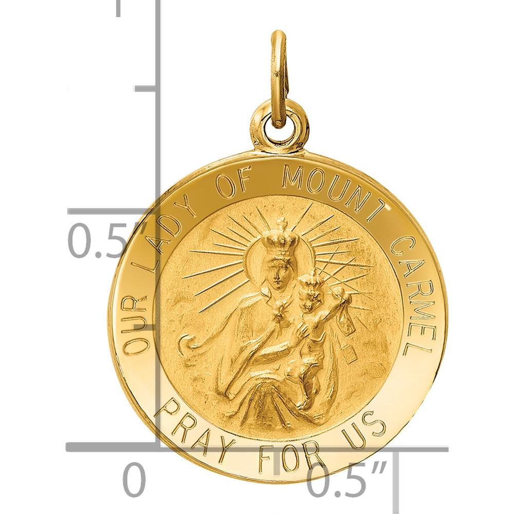 14K Yellow Gold Our Lady of Mount Carmel Medal Round Charm by Oro Pregiato