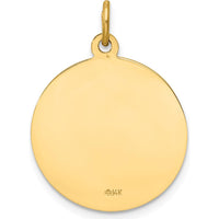14K Yellow Gold Our Lady of Mount Carmel Medal Round Charm by Oro Pregiato