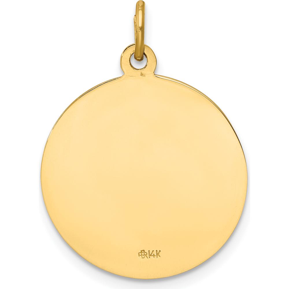 14K Yellow Gold Our Lady of Mount Carmel Medal Round Charm by Oro Pregiato