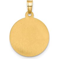 14K Yellow Gold Our Lady of Mount Carmel Round Pendant with Rhodium Accents and Satin Finish by Oro Pregiato