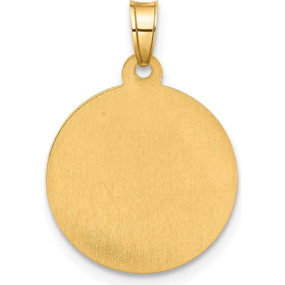14K Yellow Gold Our Lady of Mount Carmel Round Pendant with Rhodium Accents and Satin Finish by Oro Pregiato