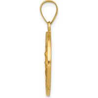 14K Yellow Gold Our Lady of Perpetual Help Medal Pendant with Satin and Polished Finish by Oro Pregiato