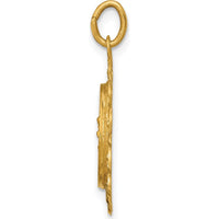 14K Yellow Gold Our Lady of Perpetual Help Round Pendant with Satin and Polished Finish - 24mm Length by Oro Pregiato