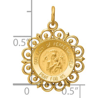 14K Yellow Gold Our Lady of Perpetual Help Round Pendant with Satin and Polished Finish - 24mm Length by Oro Pregiato