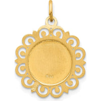 14K Yellow Gold Our Lady of Perpetual Help Round Pendant with Satin and Polished Finish - 24mm Length by Oro Pregiato
