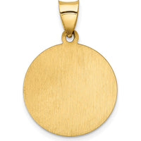 14K Yellow Gold Our Lady of Sorrows Medal Pendant with Polished and Satin Finish - Hollow Die Struck Design by Oro Pregiato