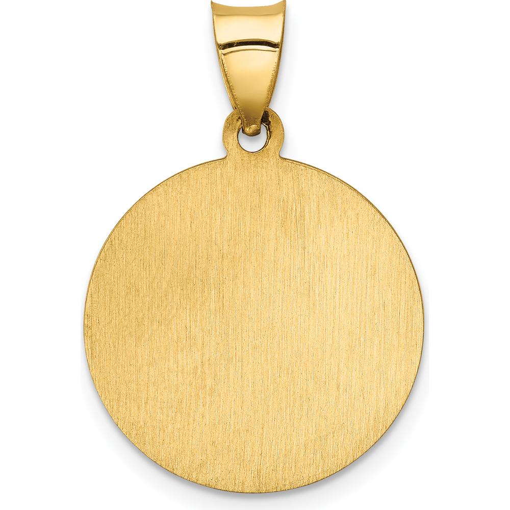 14K Yellow Gold Our Lady of Sorrows Medal Pendant with Polished and Satin Finish - Hollow Die Struck Design by Oro Pregiato