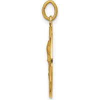 14K Yellow Gold Our Lady of Sorrows Medal Pendant with Satin and Polished Finish by Oro Pregiato