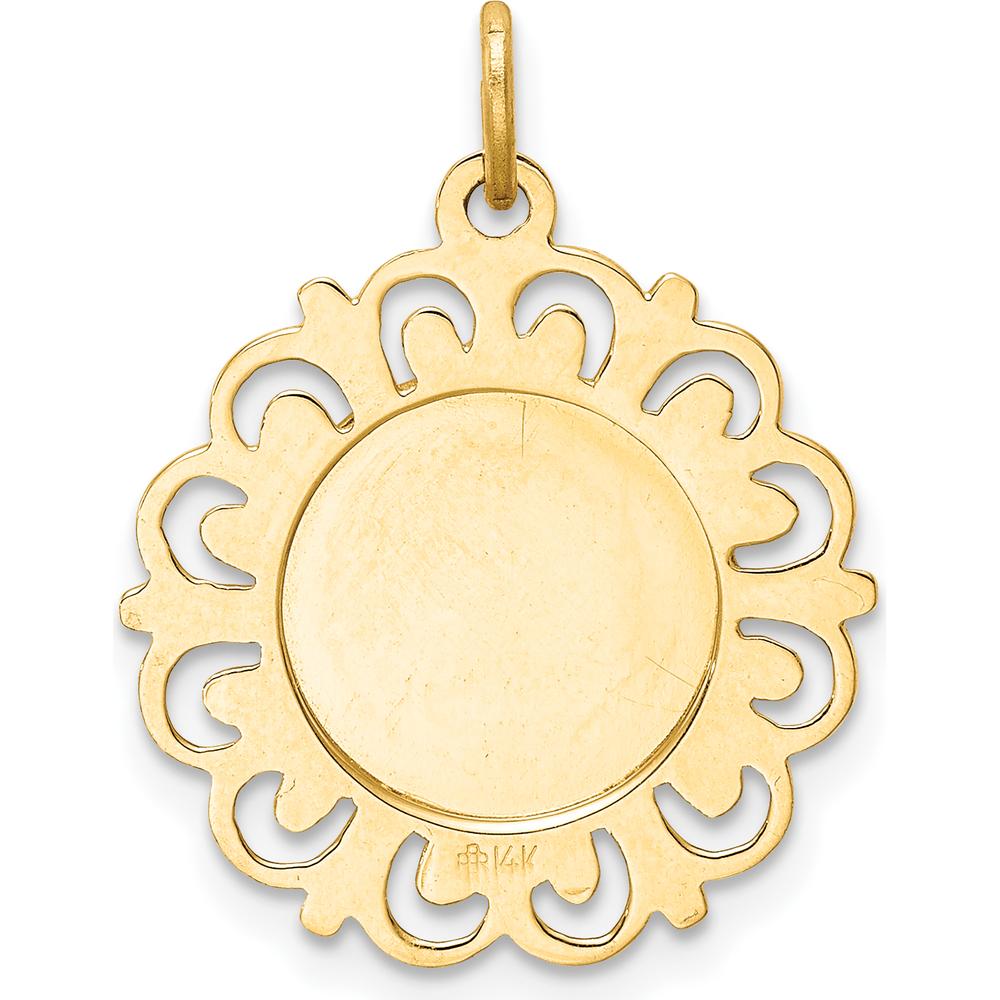14K Yellow Gold Our Lady of Sorrows Medal with Satin and Polished Finish - 23mm Length by Oro Pregiato