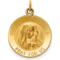 14K Yellow Gold Our Lady of Sorrows Polished and Satin Round Charm Pendant by Oro Pregiato