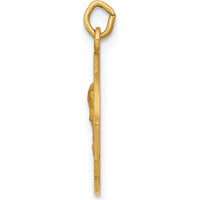 14K Yellow Gold Our Lady of Sorrows Polished and Satin Round Charm Pendant by Oro Pregiato