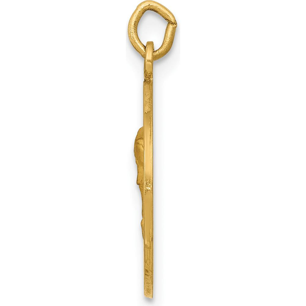 14K Yellow Gold Our Lady of Sorrows Polished and Satin Round Charm Pendant by Oro Pregiato
