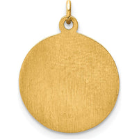 14K Yellow Gold Our Lady of Sorrows Polished and Satin Round Charm Pendant by Oro Pregiato