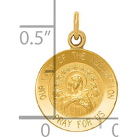 14K Yellow Gold Our Lady of the Assumption Round Charm - Polished and Satin Finish, 17mm Length by Oro Pregiato