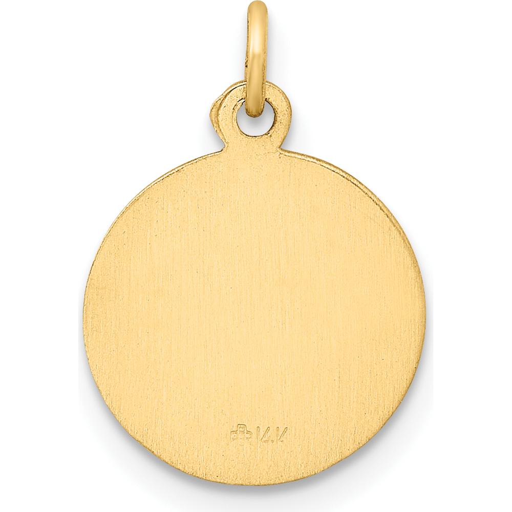 14K Yellow Gold Our Lady of the Assumption Round Charm - Polished and Satin Finish, 17mm Length by Oro Pregiato