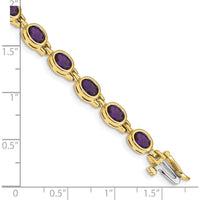 14K Yellow Gold Oval Amethyst Bezel-Set Bracelet - 0.42 Carats Total Amethyst Weight by Oro Pregiato