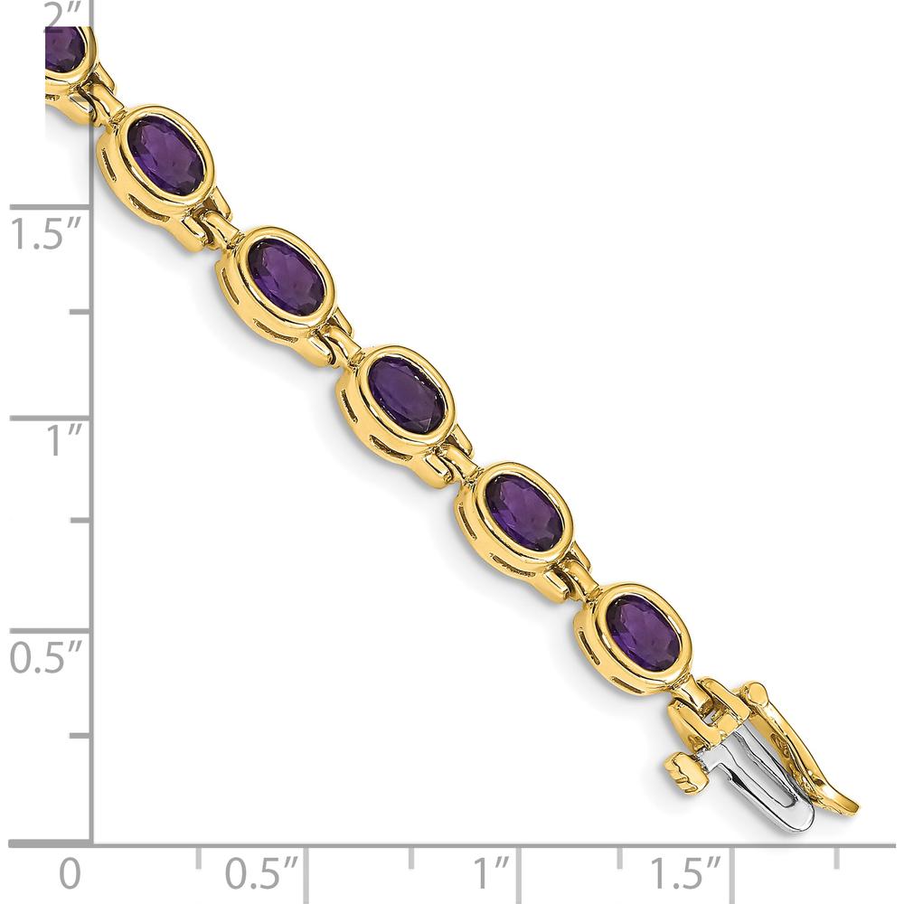 14K Yellow Gold Oval Amethyst Bezel-Set Bracelet - 0.42 Carats Total Amethyst Weight by Oro Pregiato