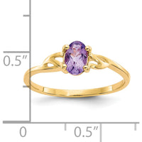 14K Yellow Gold Oval Amethyst Birthstone Ring with Four-Prong Setting - 0.42 Carat Natural Gemstone by Oro Pregiato