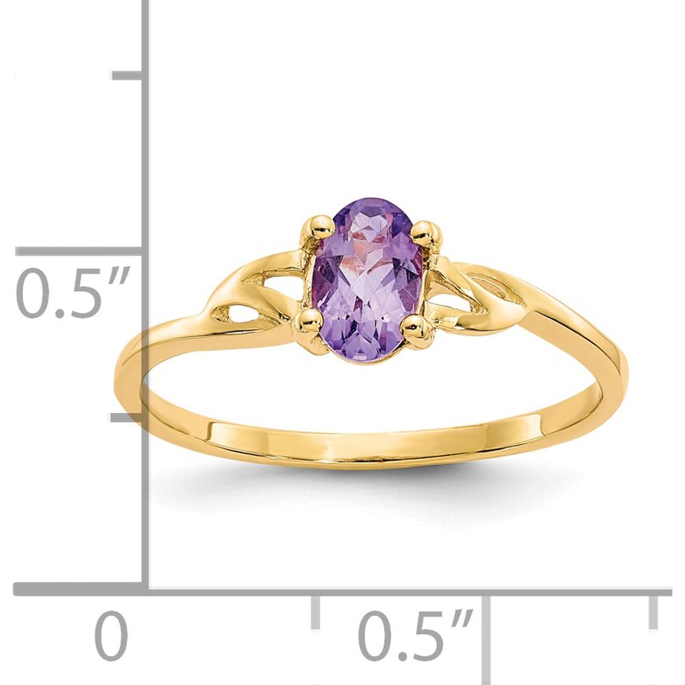 14K Yellow Gold Oval Amethyst Birthstone Ring with Four-Prong Setting - 0.42 Carat Natural Gemstone by Oro Pregiato