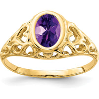 14K Yellow Gold Oval Amethyst Ring - 0.75 Carat Total Amethyst Weight by Monteluci Fine Jewelry