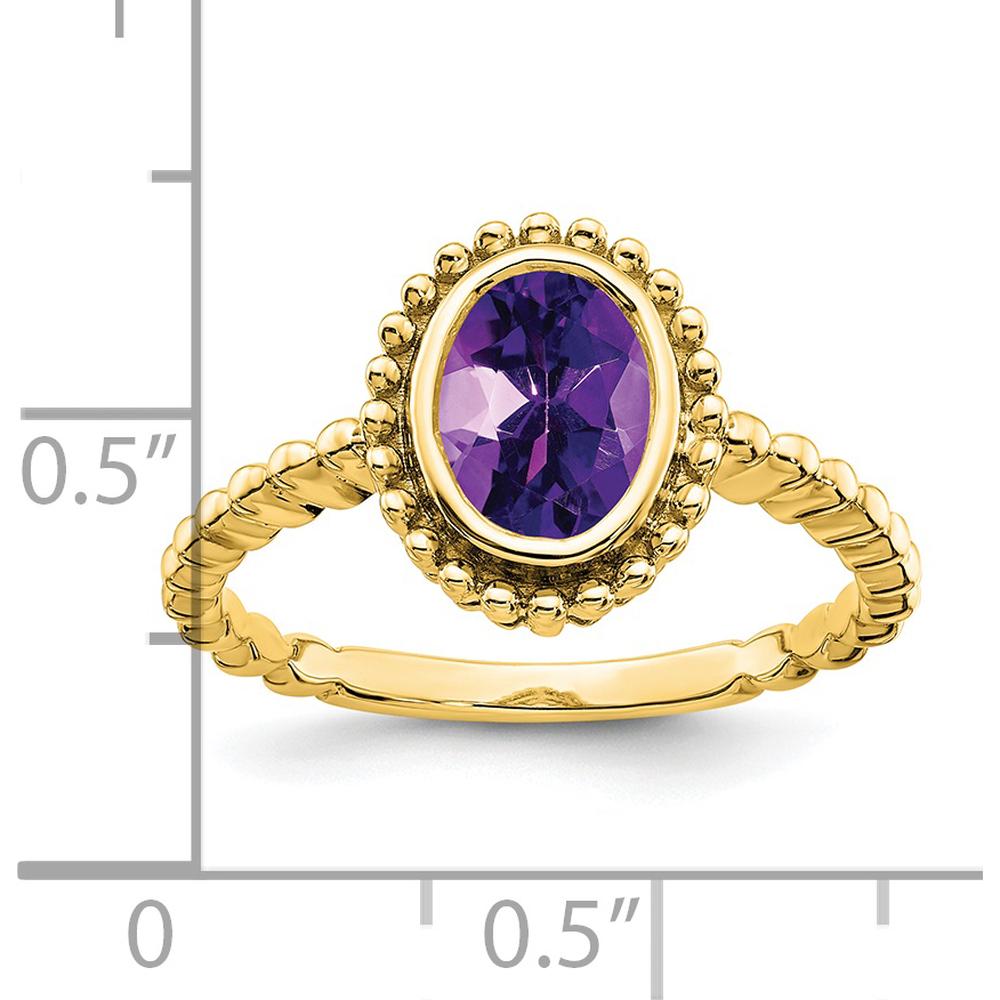 14K Yellow Gold Oval Amethyst Ring - 1.1 Carat Total Amethyst Weight by 0