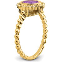 14K Yellow Gold Oval Amethyst Ring - 1.1 Carat Total Amethyst Weight by 0