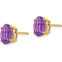 14K Yellow Gold Oval Amethyst Stud Earrings - 1.60 Carat Total Amethyst Weight by Monteluci Fine Jewelry