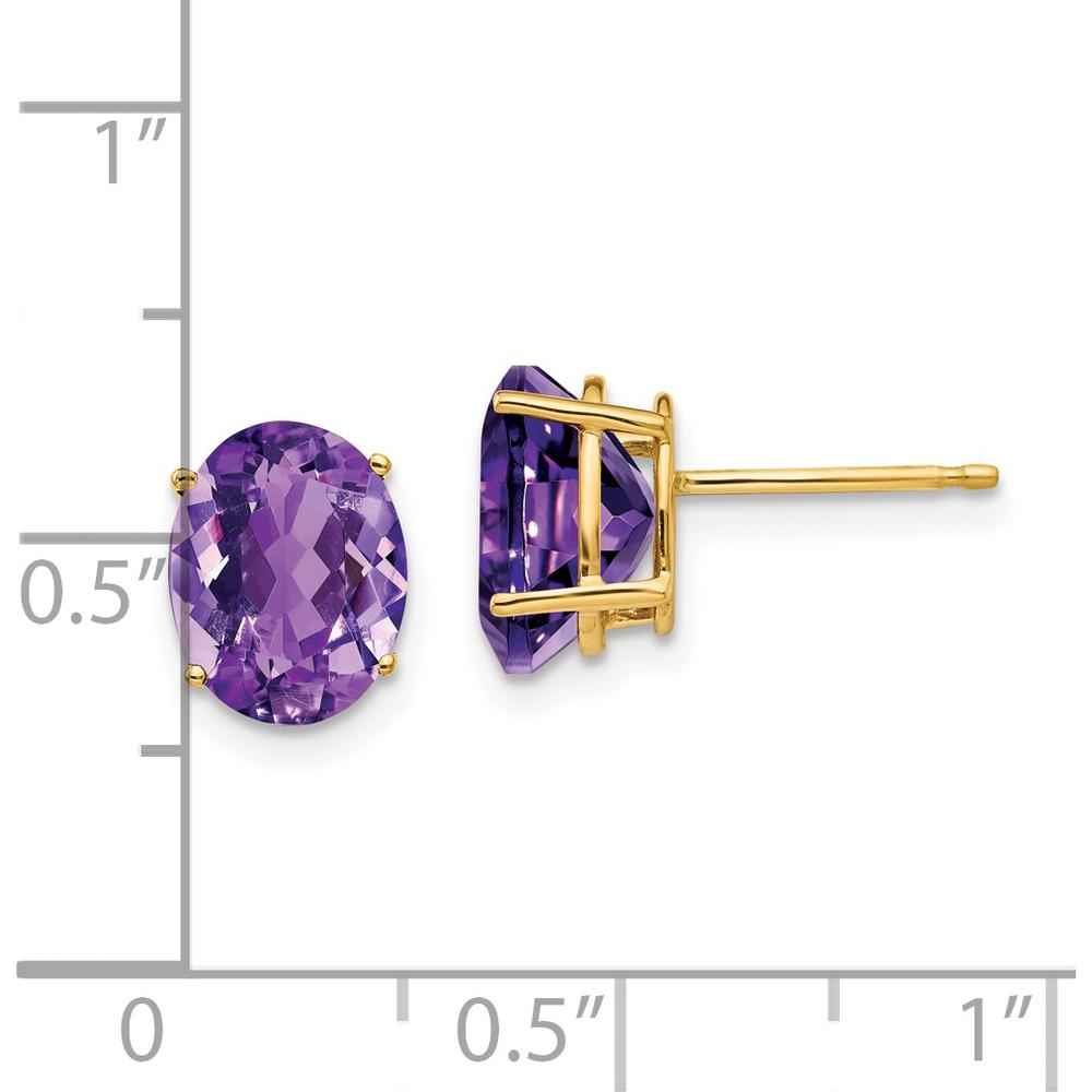 14K Yellow Gold Oval Amethyst Stud Earrings - 1.60 Carat Total Amethyst Weight by Monteluci Fine Jewelry