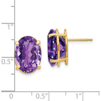 14K Yellow Gold Oval Amethyst Stud Earrings - 5.35 Carat Total Amethyst Weight by Monteluci Fine Jewelry