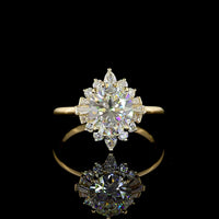 14K Yellow Gold Oval and Baguette Halo Ring with 1.83 Carats E VVS2 Lab Diamond Center and 2.28 Carats Total Diamond Weight - Covaloro Fine Jewelry
