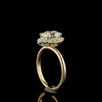14K Yellow Gold Oval and Baguette Halo Ring with 1.83 Carats E VVS2 Lab Diamond Center and 2.28 Carats Total Diamond Weight - Covaloro Fine Jewelry