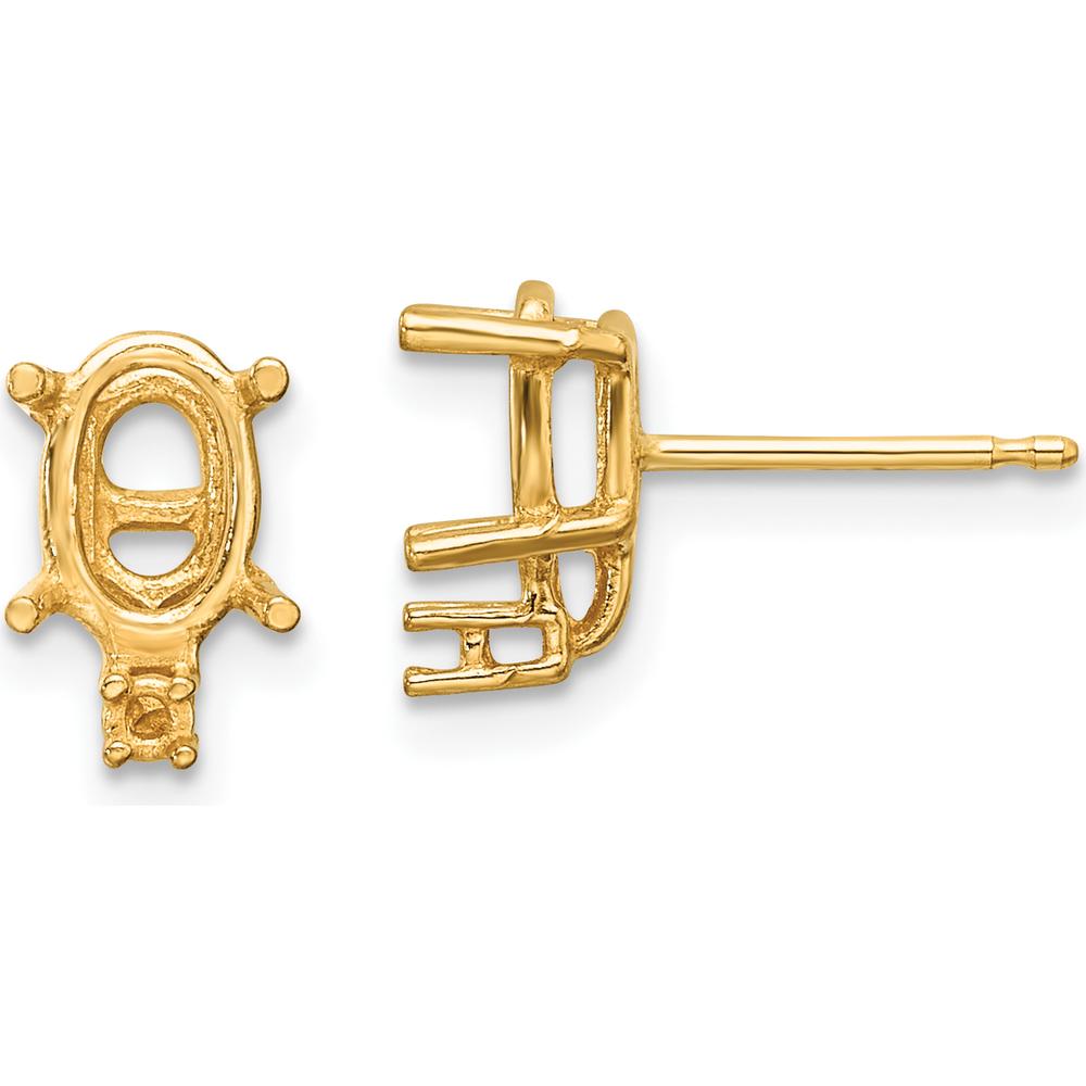 14K Yellow Gold Oval & Round Diamond Earring Mountings - Prong Set, 9mm Length by Monteluci Fine Jewelry