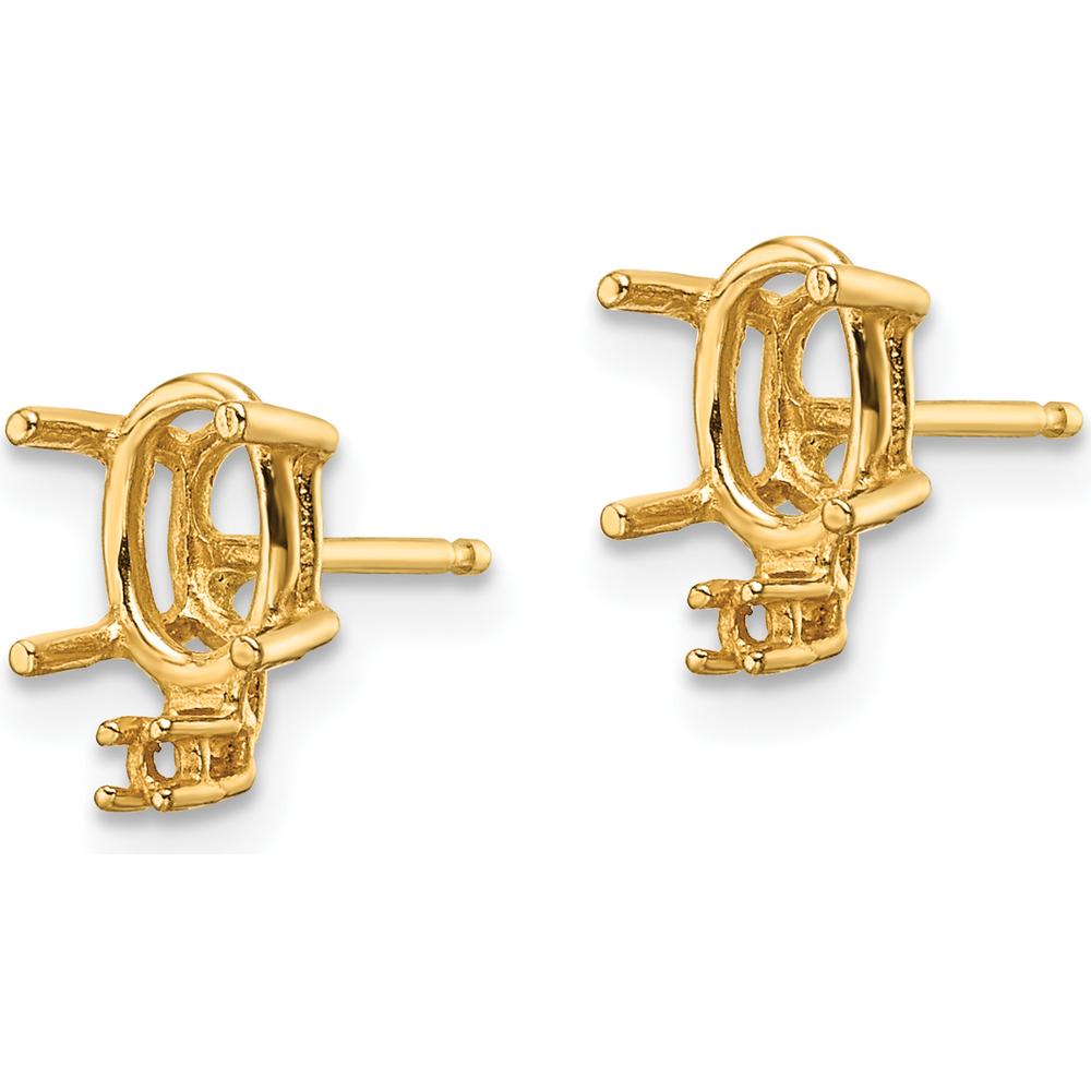 14K Yellow Gold Oval & Round Diamond Earring Mountings - Prong Set, 9mm Length by Monteluci Fine Jewelry