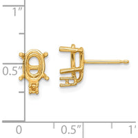 14K Yellow Gold Oval & Round Diamond Earring Mountings - Prong Set, 9mm Length by Monteluci Fine Jewelry