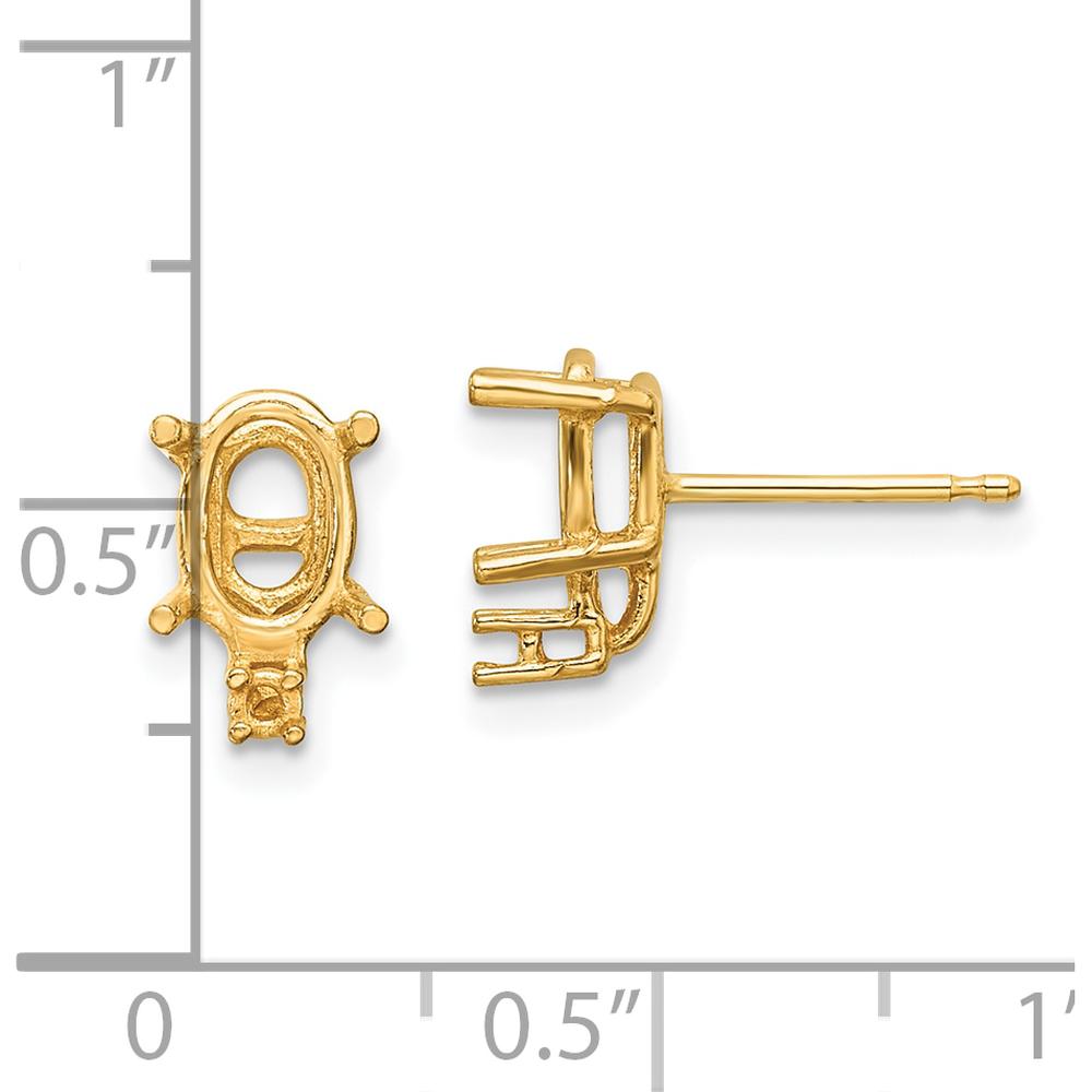 14K Yellow Gold Oval & Round Diamond Earring Mountings - Prong Set, 9mm Length by Monteluci Fine Jewelry