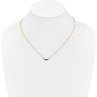 14K Yellow Gold Oval and Round Emerald and Diamond Necklace - 0.19 Carat Total Diamond Weight by Lumare Gioia