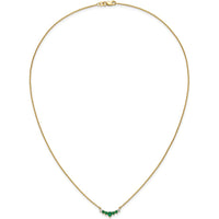 14K Yellow Gold Oval and Round Emerald and Diamond Necklace - 0.19 Carat Total Diamond Weight by Lumare Gioia