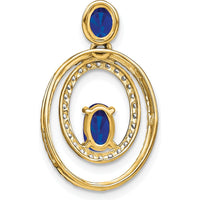 14K Yellow Gold Oval and Round Sapphire and Diamond Pendant - 1.0 Carat Total Sapphire Weight, 0.156 Carat Total Diamond Weight by Lumare Gioia